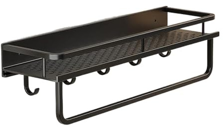 Schwarz Duschwanne Kleber - Kein Bohren erforderlich Duschkorb & Halter Wasserdicht Dusche 50cm Einfache Installation Platzsparendes Badezimmer