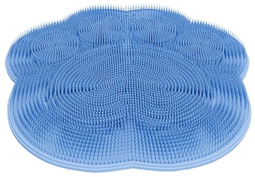 Mipcase Tapis de Massage Mural en Silicone Forme Patte de Chat Bleu, Brosse Dorsale Pieds, Tapis de Antidérapant Multifonction pour Exfoliation et Massage Relaxant, Accessoire Bain