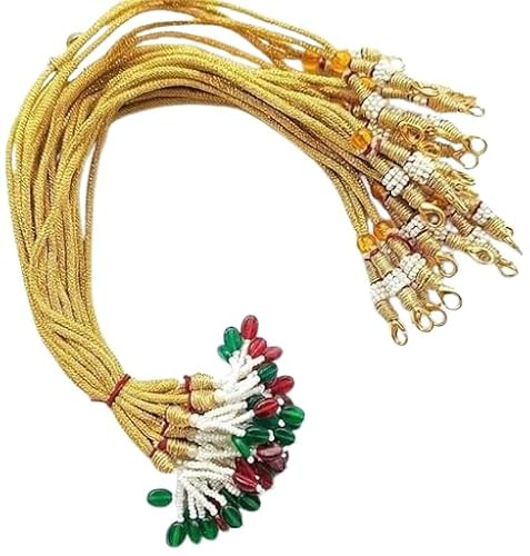 Sniptrend Metal Brass Pearl Necklace Back Rope Dori, Gold, 6 Pieces, for Silk Thread Jewellery Terracotta and Quilling Jewelry, Standard, Brass Pearl Thread, Pearl
