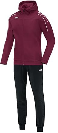 JAKO Trainingsanzug Damen Polyester Classico mit Kapuze Maroon Gr. 36 - Jogginganzug 2-teilig für Sport und Alltag, Jogginghose & Trainingsjacke