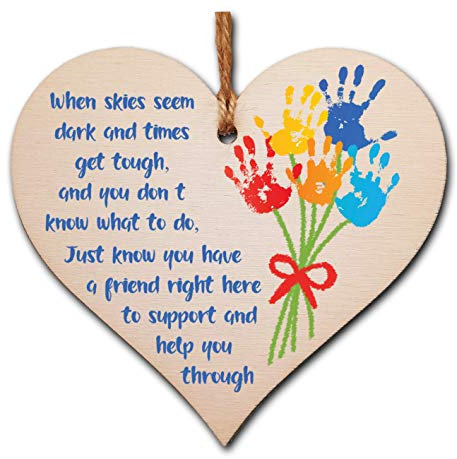 Thinking of You Heart Plaque – Wooden Hanging Gift Sign with Twine – Letterbox-Friendly Keepsake – 10x10cm Italian Plywood – Thoughtful Present for Loved Ones Far Away or Going Through a Hard Time