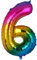 100CM Riesen Regenbogen Zahl 6 Folien Luftballons Number Mylar Helium Zahlenballon Hochzeit Geschenk-Deko Einhorn Geburtstag Party Dekoration für Mädchen Junge