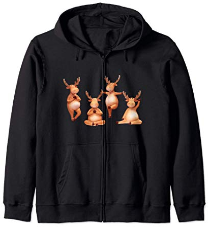 Weihnachten Rentier Yoga Posen Urlaub Winter Gymnastik Kapuzenjacke