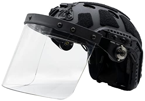 WLXW Airsoft Tactical Fast Helm & Visier Gesichtsschutz (Transparente Explosionsgeschützte Linse, Winddichte Linse, Schienenmaske, Paintball-Schutzausrüstung),Schwarz,Have Helmet