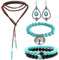 Soulnioi Pair of Black Matte Agate & Turquoise Bracelets 8mm Sandstone Couple Bracelet, Turquoise Crystal Beaded Tree of Life Bracelet, Turquoise Necklace and Earrings Set, Jewelry Gift for Women