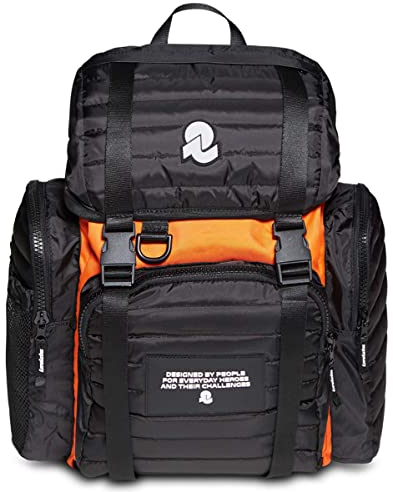 Invicta Rucksack, schwarz/orange, Rucksack aus nachhaltigem Stoff, Praktisch & Unisex, mit Laptopfach bis 14'', Büro, Uni, Arbeit; Reise, Sport&Freizeit; italienisches Design, MONVISO X ORANGE