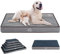 VANKEAN Dog Bed Soft Crate Pad Mat Reversible Cool & Warm, Washable Comfy Kennel Pad with Orthopedic Egg-Crate Foam for Small Medium Large Dogs, Water-Resistant Pet Bed, Gray/Dark Blue