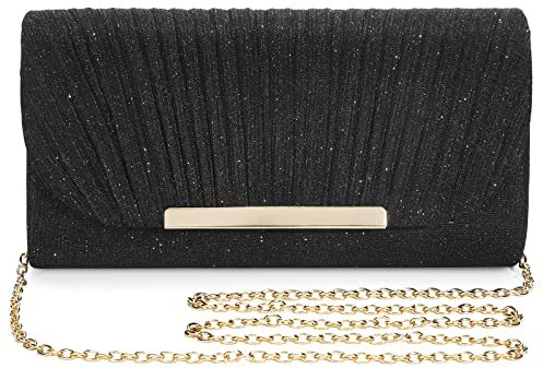 UBaymax Abendtasche Schwarz,Damen-Alutches Elegant,Kettenabendtasche,Modische Tasche Bag Handtasche, für Neujahrsball,Hochzeit,Party und Hochzeit