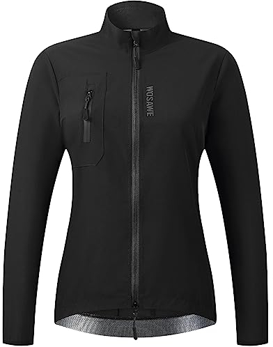 WOSAWE Veste de Cyclisme pour Femme Légère Respirant Coupe-Vent Manteau de Course à Pied (Noir, L)