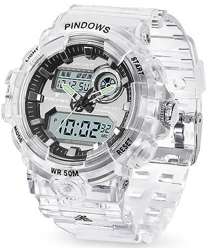 Damen Uhren Digitale Sportuhr für Damen Teenager,7 Farbige LED Licht,Großes Analog Digital Anzeige Uhr mit Wasserdichte Alarm Licht Stoppuhr Stündlicher Glockenschlag Multifunktions Armbanduhren