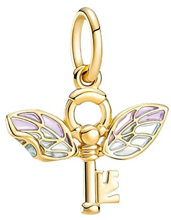 Wedanor Charme fliegende Schlüsselanhänger Charms-Anhänger 925 Sterling Silber Charm Bead Pendant für Europäische Armbänder und Halsketten