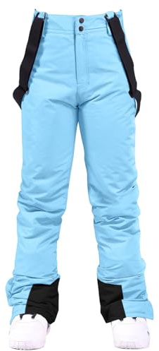 HOTIAN Damen Skihose Hosenträgerhose Snowboardhose Damen Winter Warm Wasserdicht Winddicht Abnehmbare Skilanglaufhose Thermohose Wanderhose Blue XL