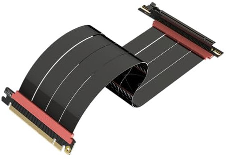 LINKUP - AVA5 PCIE 5.0 Riser-Kabel | RTX5090 RX9070 GPU Bereit | x16 128GB/s Geschwindigkeit | PCIe 4.0 & WRX80/WRX90E Kompatibel | Rechter Winkel, Schwarz 30cm (Gesamtlänge 34cm)