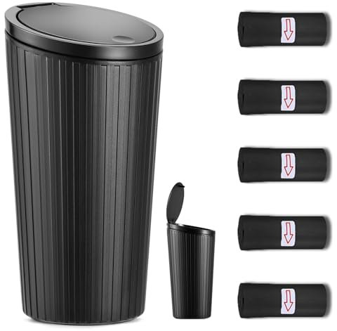 ARCPNRT Auto Mülleimer, Auto Mülleimer mit Deckel, Tragbare Mülleimer Auto, Car Trash Bin, Mini Mülleimer Auto mit 5 Rollen Müllsäcke, Tragbare Mini Mülleimer, für Autos, Zuhause, Büro, Schlafzimmer