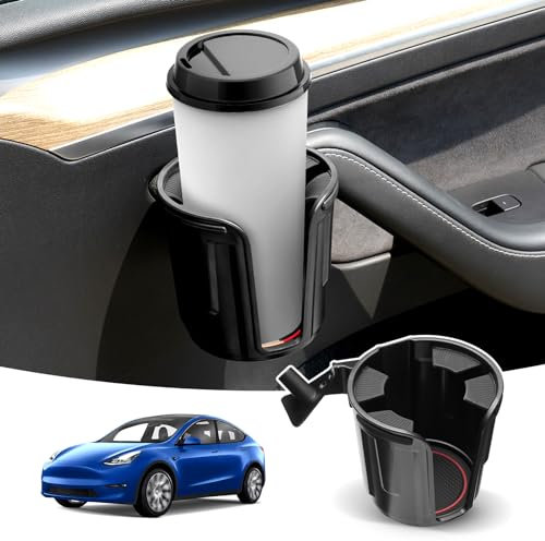 Shademax Porte-gobelet de voiture pour Tesla Model Y 2020-2025/Model 3 2017-2023 - Porte-gobelet pour porte latérale gauche avec dessous de verre en caoutchouc compatible avec Yeti Ramblers de