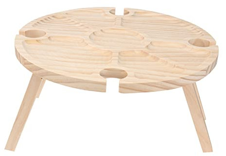 Mikikit Mesa de Picnic Plegable de Madera para Exteriores Mesa de Playa Portátil 1 para Camping y Fiestas Resistente y Práctica
