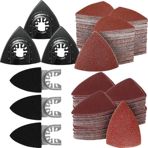 156 Pcs Multi Tool Sandpaper Kit for attaching Most Oscillating Tool Sanding Pads, Compatible with Bosch/Dewalt/Fein/Makita, Multiple Grits Available for Sanding Hardwoods,Metals,Wall Finishes