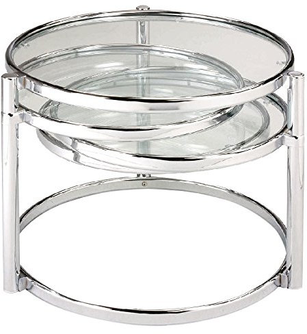 Spec COTA Table Basse pivotante en Verre avec Cadre chromé 3 Niveaux