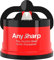 AnySharp Knife Sharpener | Hands-Free Safety, PowerGrip Suction | Safely Sharpens All Kitchen Knives | Ideal for Hardened Steel & Serrated | World's Best | Compact, One Size | Red