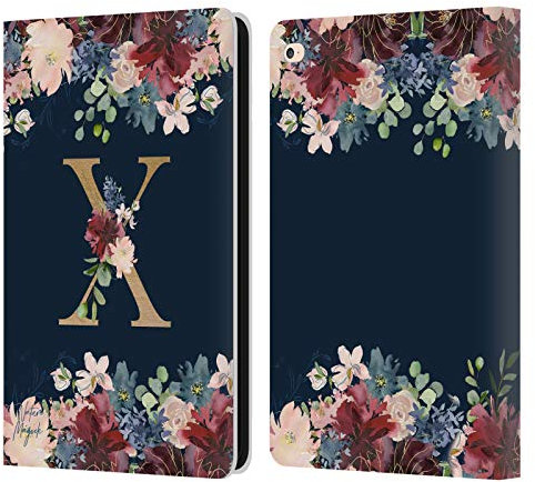 Head Case Designs Licenza Ufficiale Nature Magick Letter X Monogramma Floreale Oro Navy 2 Custodia Portafoglio in Pelle Compatibile con Apple iPad Air 2 (2014)