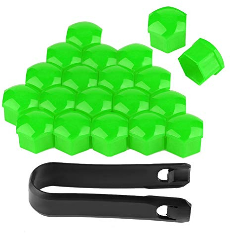 Mutterkappen, 20 Stücke Autoreifen Ventilkappen Auto Radmutterkappen Schraubdeckel 19mm Radschrauben Radmuttern Bolzen Felgen Außendekoration Staubdicht Schwarz (Green)