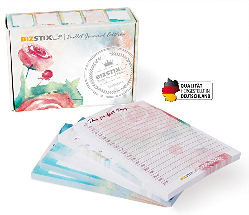 BIZSTIX® Bullet Journal Haftnotizen-Box “Floral-Edition” - selbstklebende bunte Notizzettel