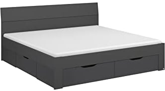 Rauch Möbel Flexx Bett Stauraumbett in Grau metallic, Schwarz, mit 3 Schubladen als zusätzlichen Stauraum Liegefläche 180 x 200 cm Gesamtmaße Bett BxHxT 185 x 90 x 209 cm