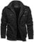 Kefitevd - Giacca da uomo imbottita in pile, per autunno e inverno, con molte tasche, stile retrò, con colletto alto, stile esercito, Nero , XXXL