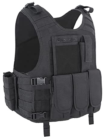Snacam Tactical Vest Airsoft Painball Vest Outdoor Equipment for Men, Black, Medium / XX-Large