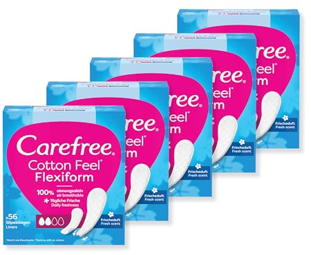 Carefree Cotton Fresh Scent Pantyliners, X5 Packs = 280 Pantyliners