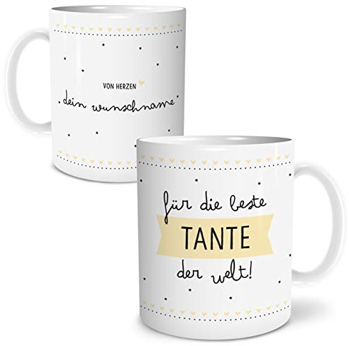 OWLBOOK® Personalisierte Geschenke Tasse für Tante Tasse für Schwester Tasse Personalisiert Beste Tante Tasse mit Spruch Geschenke Geschenkideen für Tante zum Geburtstag Keramik 300 ml