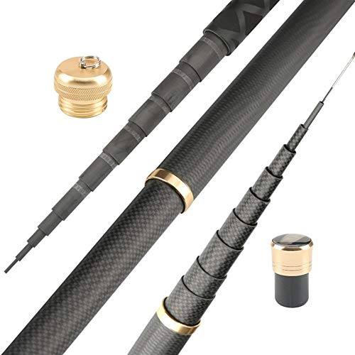 XUCZHAI Super Light Hart Carbon Fiber Hand Angelrute Teleskop Angelrute 2.7M 3.6M 3.9M 4.5M 5.4M 6.3M 7.2M 8M 9M 10M Stream-Rod Angelrute Teleskoprute (Color : Black, Size : 9m)