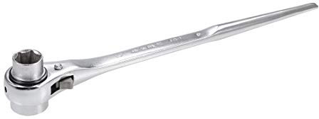 sourcing map 19 x 24mm Hexagon Scaffold Podger Ratchet Spanner Ratcheting Socket Wrench Tool (Silver Tone)
