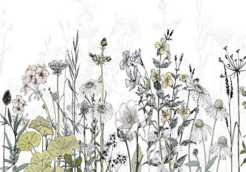 decomonkey Fototapete Blumen 350x256 cm XL Tapete Fototapeten Vlies Tapeten Vliestapete Wandtapete moderne Wandbild Wand Schlafzimmer Wohnzimmer Pflanzen Natur