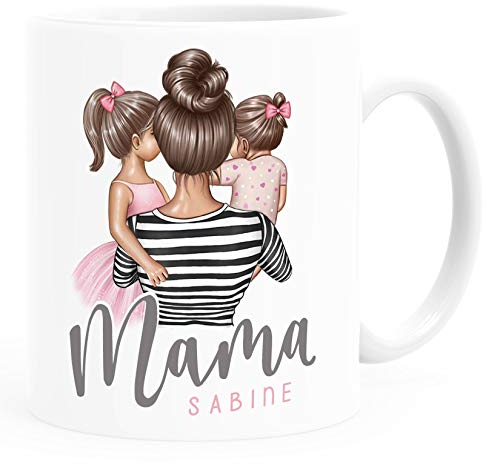 SpecialMe® Tasse Mama mit Namen, Mutter Tochter Sohn - personalisierbar, mit Namen, du bist die Beste Muttertagsgeschenk weiß Keramik-Tasse