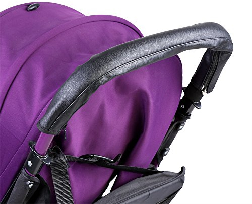 Pssopp Kinderwagen Griffbezüge Schwarz PU Leder Kinderwagen Bar Abdeckung Armlehne Kinderwagen Griffschutz Kinderwagen Kinderwagen Zubehör