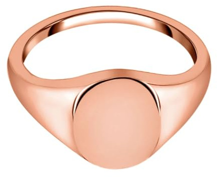 Personalised Signet Ring for Mens in Rose Gold Plated 925 Sterling Silver with High Gloss Signature Vintage Size J