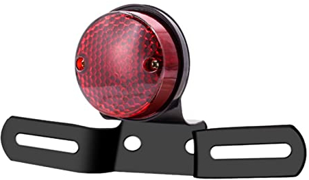 YnGia Motorcycle Rear Tail Light with Bracket, Round Motorcycle License Plate Lamp Brake Stop Light Running Light 12V for Bobber Chopper Scooter Custom Cafe ATV