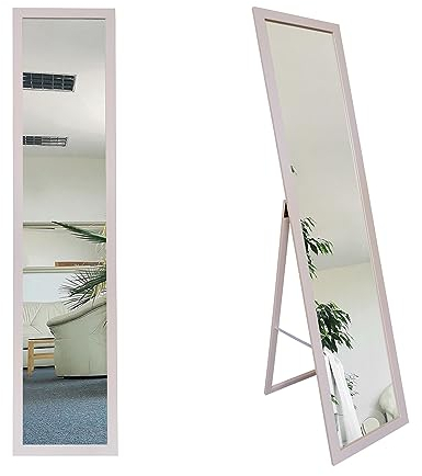BD ART Stand-Ankleidespiegel Pink 155,8 x 35,8 cm großer Fußboden Standspiegel Garderobe Zeitloser eleganter MDF Rahmen Ganzkörperspiegel