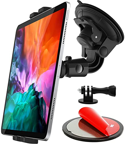 Oilcan Windscreen Car Tablet Holder, Car Windshield Camera Mount, Car Dashboard Window Tablet Stand with Suction Cup and 1/4 Screw for iPad Pro Air Mini, Galaxy, iPhone, Camera Gopro Hero etc