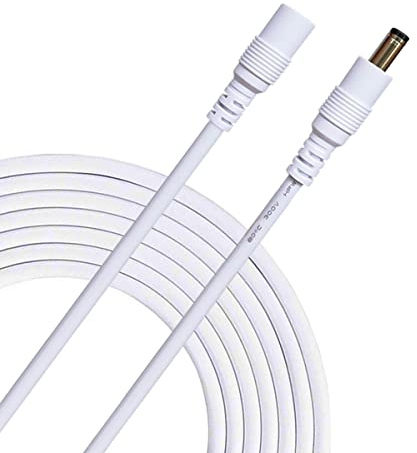 Liwinting Cable de extensión de CC Cable de conexión de CC Cable de Conector de alimentación de CC 5,5 mm x 2,5 mm Divisor de CC Conector Macho a Hembra para Fuente de alimentación - 2 m Blanco