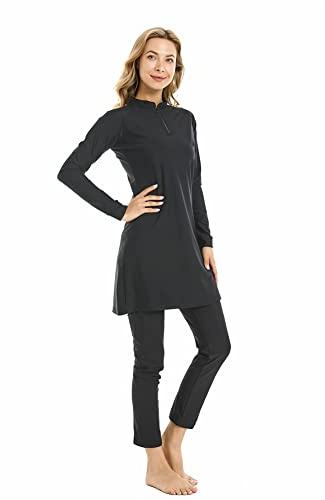 Muslimsk baddräkt för kvinnor islamiska badkläder 3 st Burkini heltäckande baddräkt plus storlek Modest badkläder(L, T4)