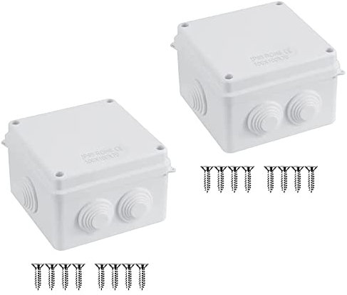2 x IP65 Junction Boxes, ABS Plastic Outdoor External Electrical Enclosure Box, Universal Weatherproof Surface Mounted CCTV Junction Boxes (100x100x70mm) – AVARTEK (White)