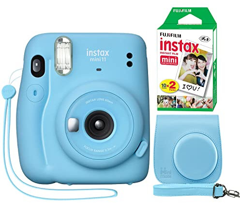 Fujifilm Instax Mini 11 Instant Camera Sky Blue + Minimate Custom Case + Fuji Instax Film 20 Sheets Twin Pack