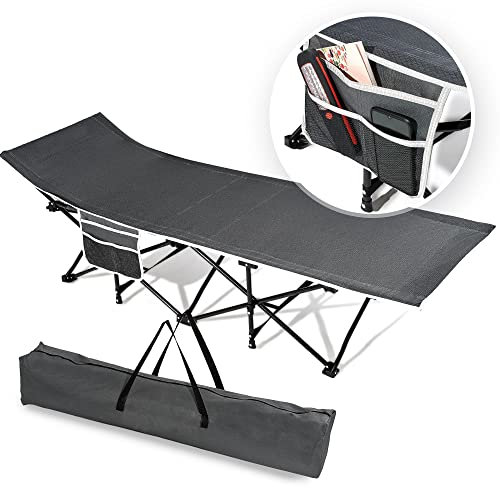 CONCEPTX Feldbett mit Tragetasche [klappbar] Bett für Camping, Gästebett, Festival, Angeln | Ideales Zeltbett für Outdoor | Gartenliege Strandliege Schlafliege Karpfenliege