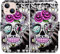 Bcov iPhone 14 Case, Purple Flower Sugar Skull Leather Flip Phone Case Wallet Cover with Card Slot Holder Kickstand For iPhone 14