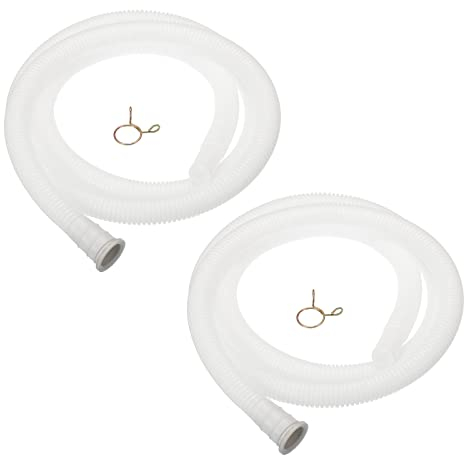 sourcing map Universal Air Conditioner Drain Hose 18mm ID 5.3ft Thickened with Clamp for AC Units Washing Machine, White Pack of 2