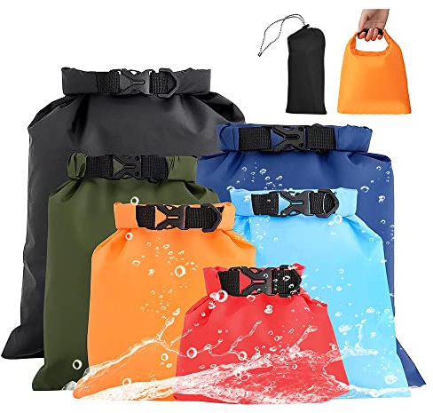 Tyuodna 6 Stück Wasserdichter Beutel,Leicht Outdoor Dry Bag Set 1,5/2,5/3/3,5/5/8L,wasserdichte Aufbewahrungsbeutel,Packsack Wasserdicht Zum Kajakfahren,Camping (Gemischte Farbe)