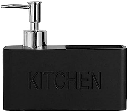 Distributeur de savon avec porte-éponge, distributeur de savon liquide pour les mains et la vaisselle, pompe et porte-éponge 2 en 1 pour évier de cuisine, salle de bain, comptoir de rangement et