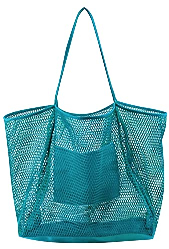 Strandtasche Damen XXL große Strandtasche günstig Damen Mesh Strandtasche Pool Schwimmen Urlaub Tragetasche Sommer faltbar leicht Umhängetasche Tasche aus Weide Damen Laufen 001, Minzgrün,